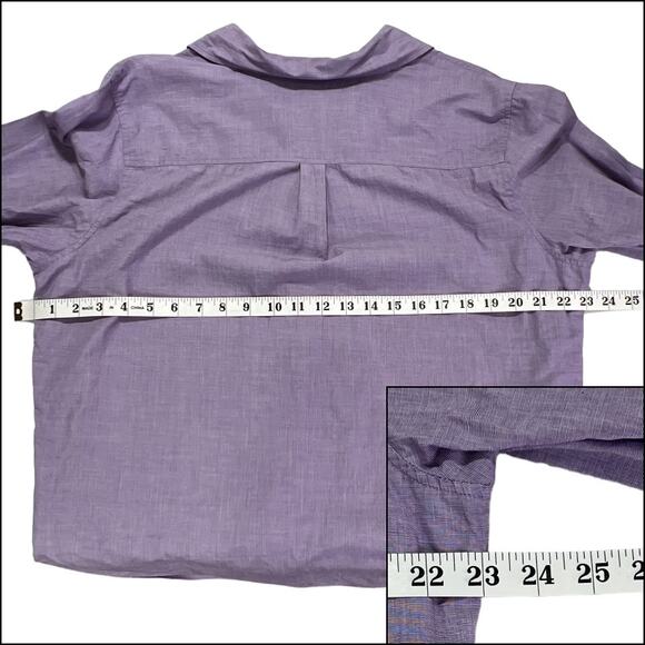 Coldwater Creek Button Up Shirt Embroidered Paisley Cuffs Size Large Purple - Picture 10 of 12